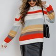 thumbnail image 5 of PFRNLF Sweaters for Women Fall Winter Crewneck Striped Tops Color Block Fashion Knit Pullover Sweater, 5 of 8