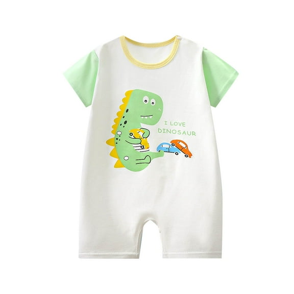 Hrsba Kids Winter Casual Jumpsuit Rompers, Fruit Print Short Sleeved Jumpsuit Newborn Thin Climbing Suit For 3-15M Unisex Infants I Dinosaur Short Sleeve Print Bodysuit