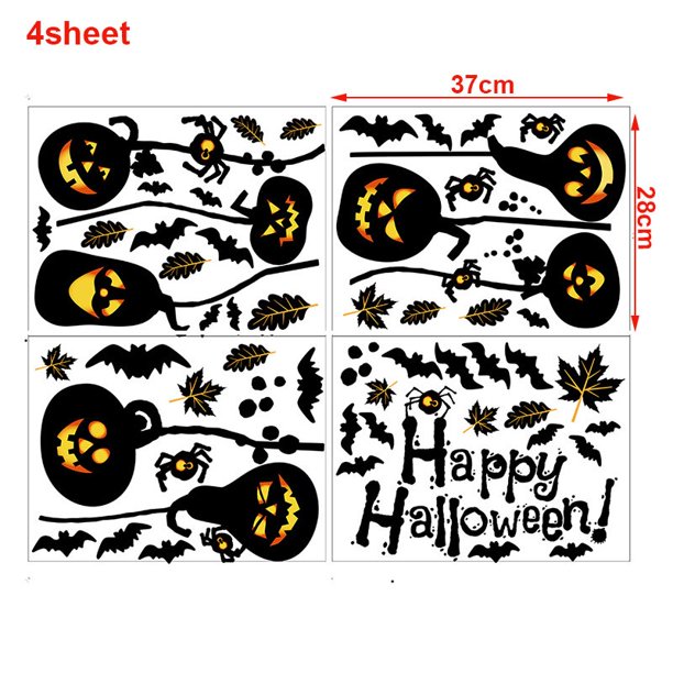 Pegatinas de esqueleto de calavera de murciélago para ventana de Halloween, calcomanías para ventana, decoración para pared de vidrio