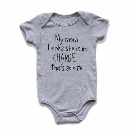 

Clearance! Daylightpeach Newborn Boys Girls Baby Onesie My Mom Think She Is In Charge That s So Cute Baby Babysuit 0-24 Months