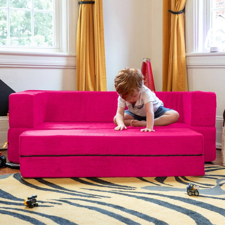 Jaxx Zipline Kids Sofa & Large Ottoman, 3 in 1 Fold Out Sofa, Big