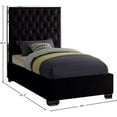 thumbnail image 4 of Maklaine Contemporary Solid Wood and Velvet Twin Bed in Black, 4 of 8