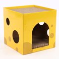 thumbnail image 3 of Cat Cheese Shape Cat Scratch House Cardboard Cat Scratcher House Interesting Cat Hiding House For Resting Playing, 3 of 8
