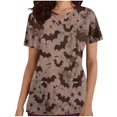 thumbnail image 1 of Tops Cortos para las Mujeres, Halloween Impreso en Cuello en V con Bolsillo, Moda Casual Manga Corta, 1 of 1