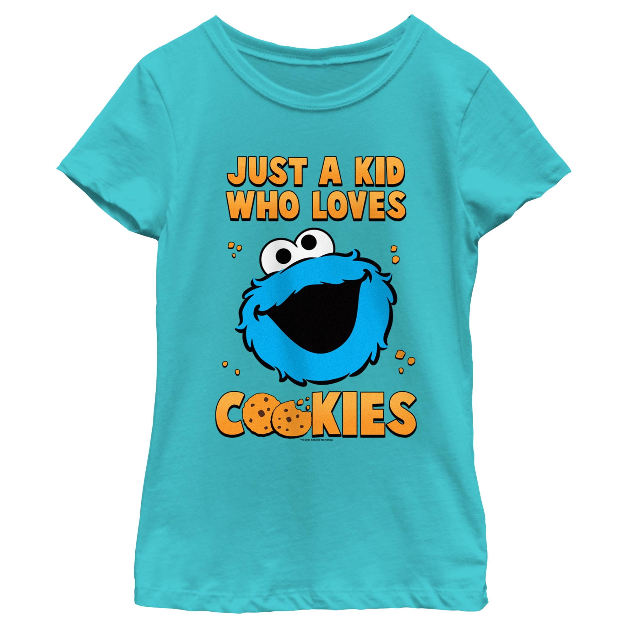 Girl's Sesame Street Just a Kid Who Loves Cookies Graphic T-Shirt