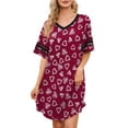 thumbnail image 3 of MINTREUS Women's Valentine's Day Nightgown Short Sleeve Nightshirt V Neck Sleep Shirt Loose Loungewear Casual Sleepwear S-3X, 3 of 8