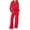 Red, variant on HOWPAY Women 2 Piece Outfits Sets Half Zip Long Sleeve V Neck Solid Color T-Shirt Wide Leg Pants Outfits Lightweight Soft Y2K Tracksuits Beige L