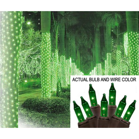 2' x 8' Green Mini Christmas Net Style Tree Trunk Wrap Lights - Brown Wire