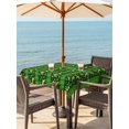 thumbnail image 2 of Outdoor Tablecloth with Umbrella Hole and Zipper, Christmas Reindeer Square Table Cloth 60x60 Inch Waterproof Tablecloth, Xmas Green Plaid Winter Snowflakes Picnic Table Cover for Patio Camping, 2 of 7