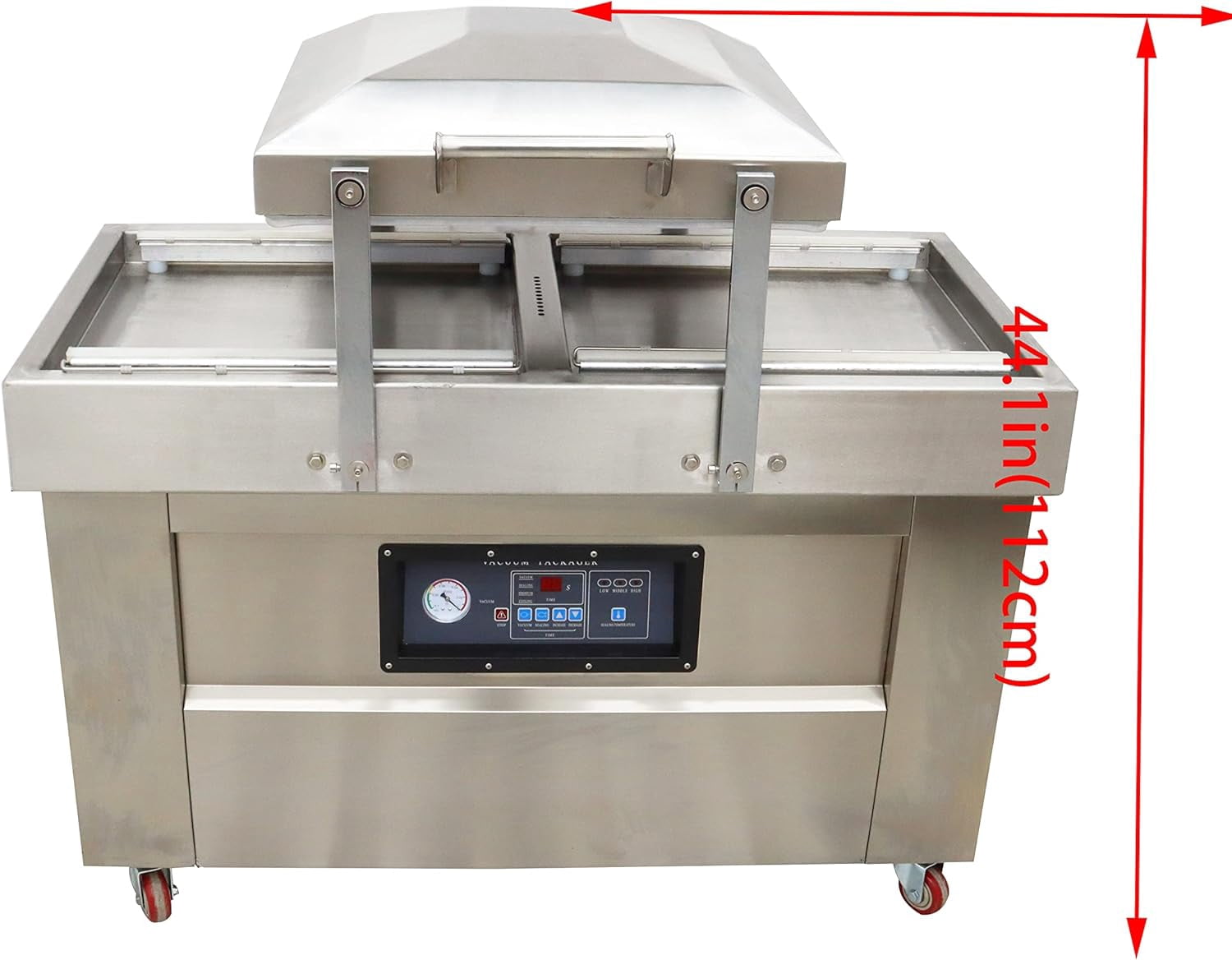 EQCOTWEA Vacuum Sealer Packaging Machine Two Chambers for Meat Fruits Vegetables Stainless Steel Sealing Length 20"