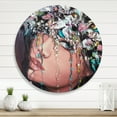 thumbnail image 2 of Designart 'Portrait Of A Young Woman With Flowers II' Modern Circle Metal Wall Art 11x11 - Disc of 11, 2 of 5