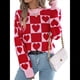 thumbnail image 2 of Suéter de Cuello Alto para Mujer, Larga, Bloque, Corazón, Tejido, Otoño Invierno, Jersey de Punto Acanalado. Rojo S, 2 of 10