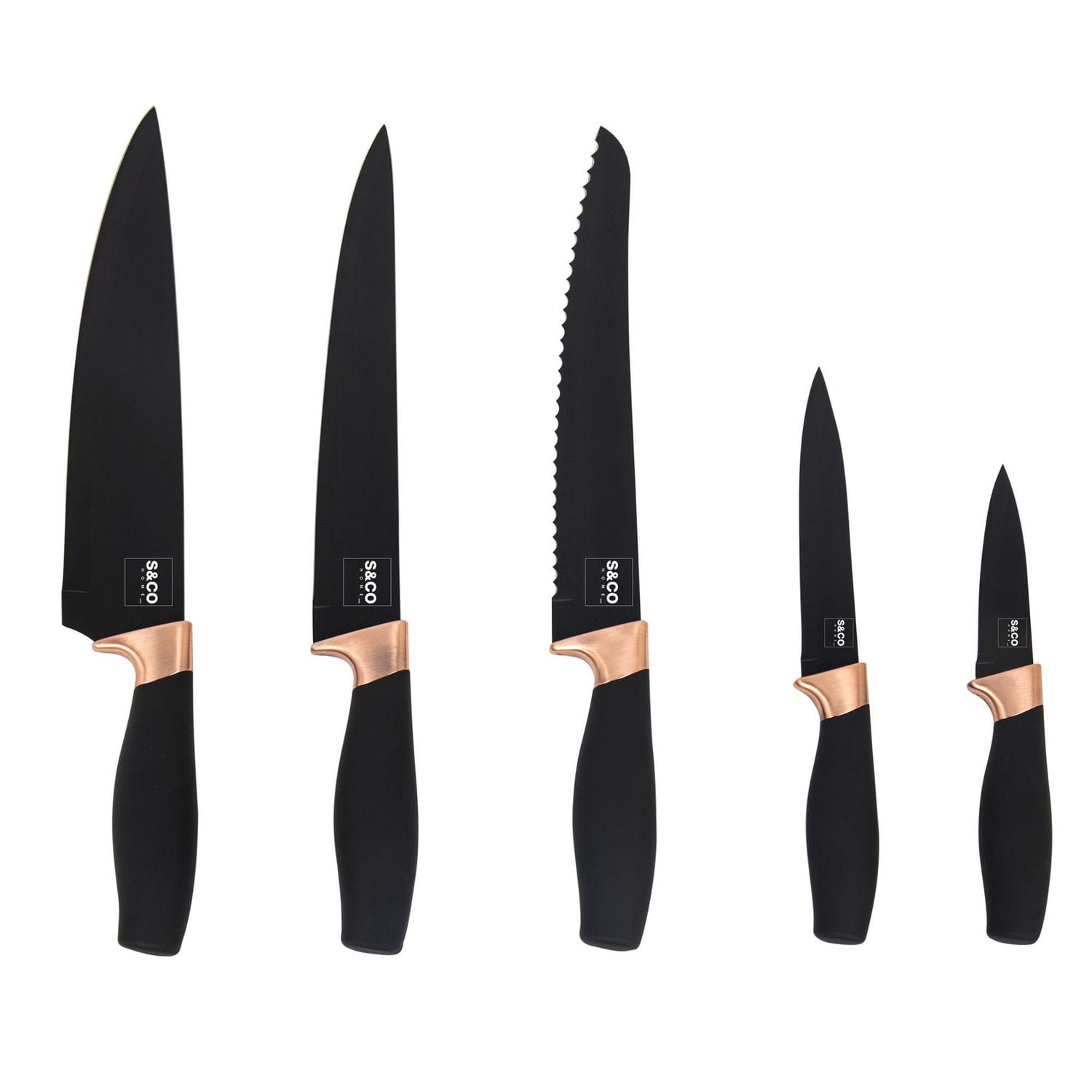Safdie & Co. Knife 6PC Set With Acrylic Stand Black Matt