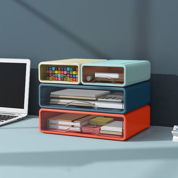 Stackable Drawer Organizer, Desktop Paper Storage, Organizer Box, Clear Stacking Removable Drawers, for Office Home Stationery, Sundry Container Jewelry Case | Red KTFgvq