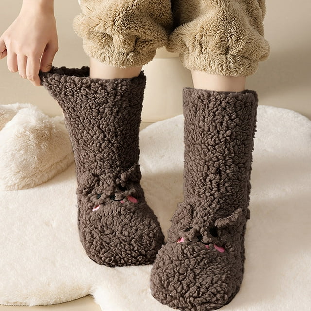 Chaussettes Mi-Mollet Imprimées Coupe-Vent de Noël Chaudes en Coton