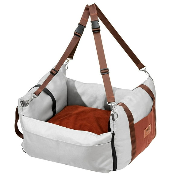 Small Dog Car Booster Seat - Comfortable & Secure Pet Travel Bed, Holds 25lbs, Gray