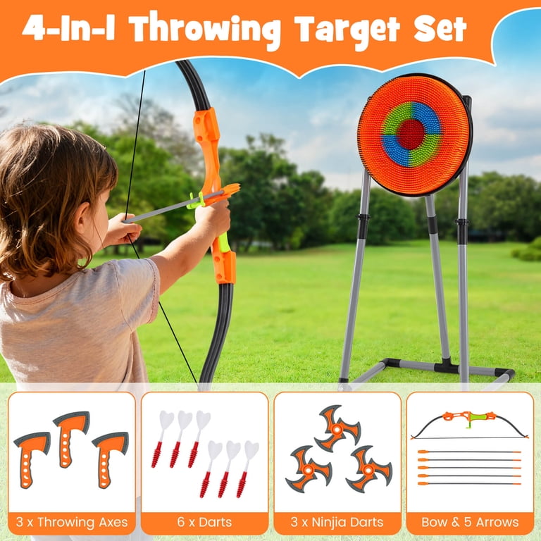 Costway 4 in 1 Throwing Target Set with Bristle Target, 3 Throwing
