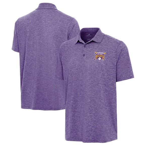 Men's Antigua Heather Purple LSU Tigers 2025 NCAA Baseball Men's College World Series National Champions Par 3 Polo