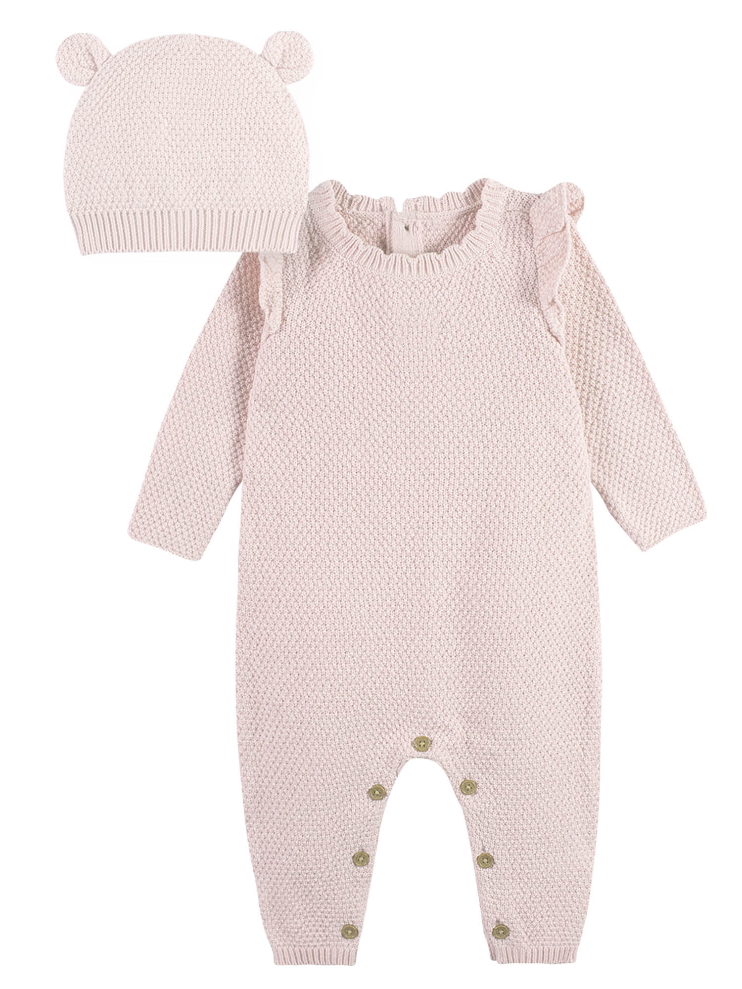 Modern Moments by Gerber Baby Boy, Baby Girl, & Unisex Sweater Knit Coverall & Hat Outfit Set, Newborn-3/6 Months