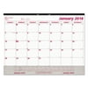 Brownline Monthly Desk Pad Calendar, 22 x 17, White/Maroon, 2018