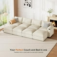 thumbnail image 4 of HOMYHOMEY MS04 Modern Material Multifunctional Sectional Sofa with Square Arms, Beige, 4 of 5