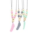 thumbnail image 1 of Baby Teething Toy Silicone Training Baby Teethers Necklace Feather Pendant Necklace Chewing Toy Gifts Beads Pacifier Clip heqiyong LED, 1 of 2