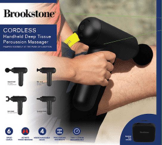 Brookstone Cordless Hot And Cold Percussion Massager 6 Intensity Levels Deep Tissue Massage