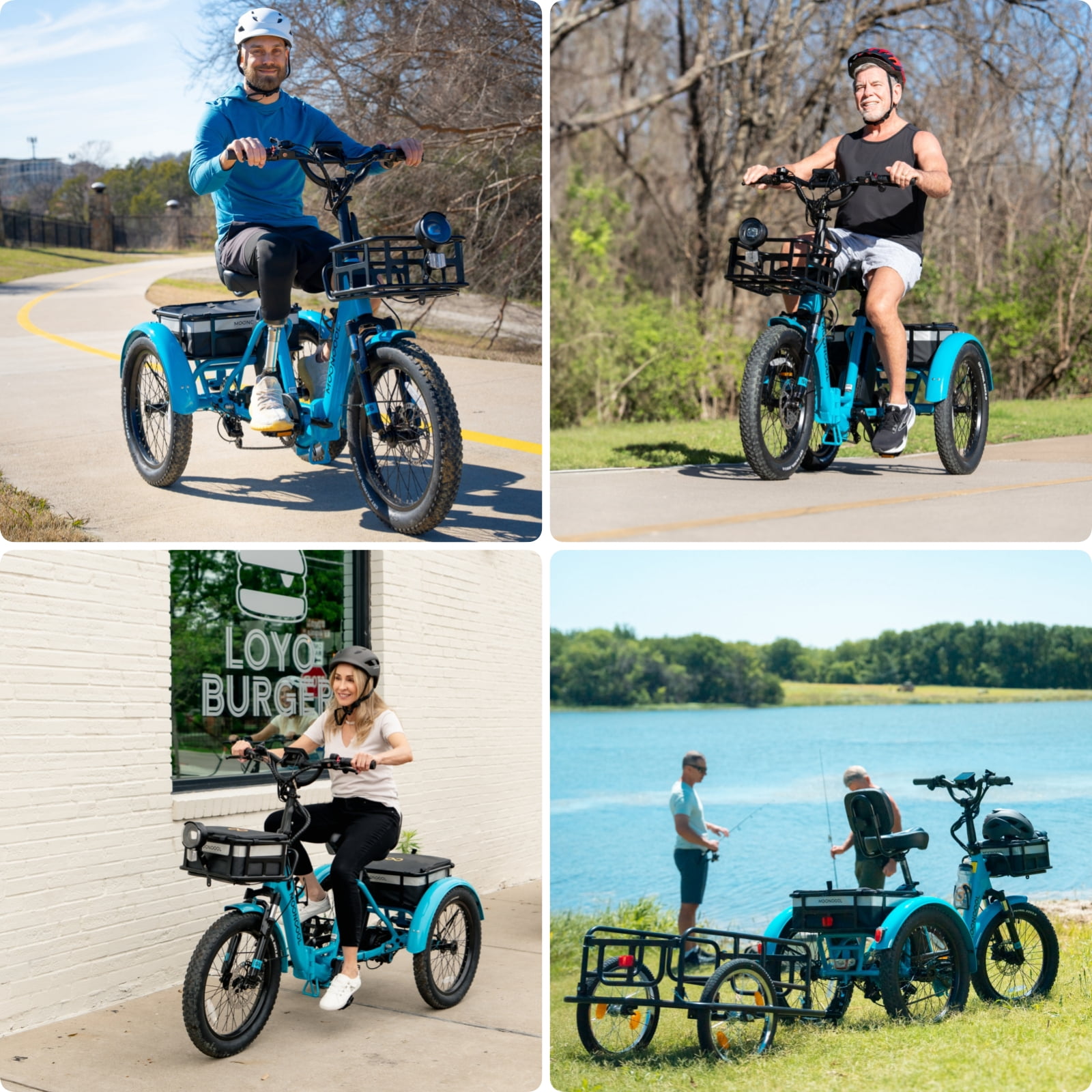 Lilypelle Electric Tricycle for Adults,Peak 1500W 48V Folding E-Mountain bike , 20" 6 Speed 3 Wheels Unisex Electric Bicycle with Front & Rear Basket, Removable 20AH Battery, LED light