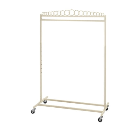 SSWBasics Boutique Ivory Single-Rail Rolling Rack 48"W X 20"D X 48-66"H- Ivory Rolling Clothes Rack Heavy Duty - Collapsible Clothing Rack for Retail and Personal Use - Sturdy Heavy Duty Garment Rack