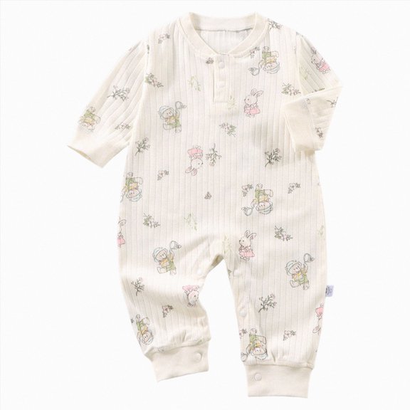 BOBOGOJP Baby Girl Boy Clothes Zipper Sleepers,Long Sleeve Romper Cotton Toddler Pajamas,Onesie Outfits Newborn Footies Beige for Size 9-12 Months