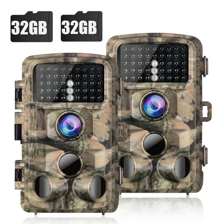 CAMPARK 2 Pack 4K 42MP Trail Camera with SD Card Game Hunting Deer Camera with Infrared Night Vision Waterproof 120°Wide Angle 2.4 LCD Trail Cam for Wildlife Monitoring