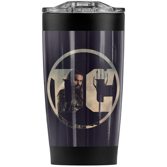 Justice League Movie Dc Comics Aquaman Stainless Steel Tumbler 20 oz Coffee Travel Mug/Cup, Vacuum Insulated & Double Wall with Leakproof Sliding Lid | Great for Hot Drinks and Cold Beverages