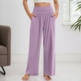 thumbnail image 2 of Pants for Women Style Clothes Drawstring Pants Women Casual Wide Leg for Casual Woman Trouser Womens Flowing Womens Track Pant Fashion Clothes Sweat Summer Light Purple M, 2 of 5