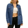 thumbnail image 1 of Chaqueta de mezclilla de manga larga con botones y bolsillos para mujer INSPIRE CHIC, camisa de jean S azul, 1 of 5