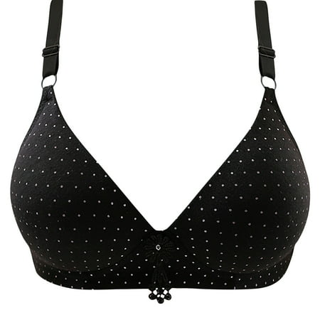 

Hfyihgf On Clearance Polka Dot Comfortable Bras for Women Push Up Soft Everyday Unpadded Bralette No Underwire Adjustable Straps Deep Cup Underwear Bras(Black XL)