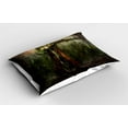 thumbnail image 2 of Ambesonne Fantasy Pillow Sham 2 Pack, Ghost King in Field, 36"x20", Green and Brown, 2 of 3