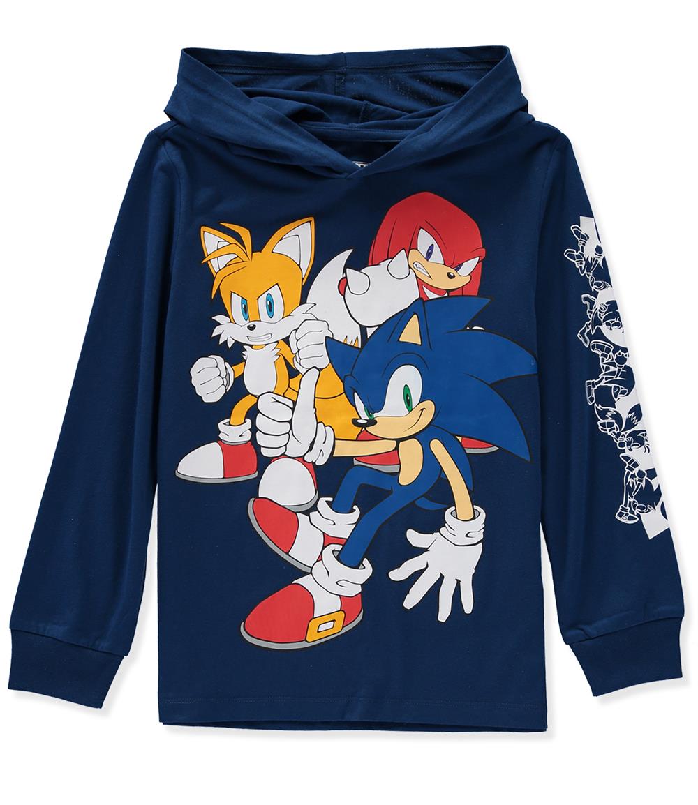 Sonic Boys 4-20 Long Sleeve Sonic and Friends Hooded T-Shirt(Black 6/7) -  Walmart.com