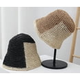 thumbnail image 4 of CoCopeaunt Straw Bucket Hat for Women Girls Hollow Sun Hat Breathable Beach Cap Sun Protection Hat Fashion Color Splicing Skullcap, 4 of 6