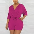 thumbnail image 2 of Women's V Neck Half Sleeve Jumpsuit High Waist Party Club Outfit Sexy One Piece Romper Baggy Summer Jumpsuits Going Out Overalls Bodysuit, 2 of 5