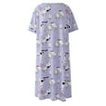 thumbnail image 4 of Baywell Women's Plus Size Printed Nightgown Short Sleeve Nightshirt Sleepwear V Neck Nightdress Loose Cozy Lounge Dress, XL-5XL, 4 of 8