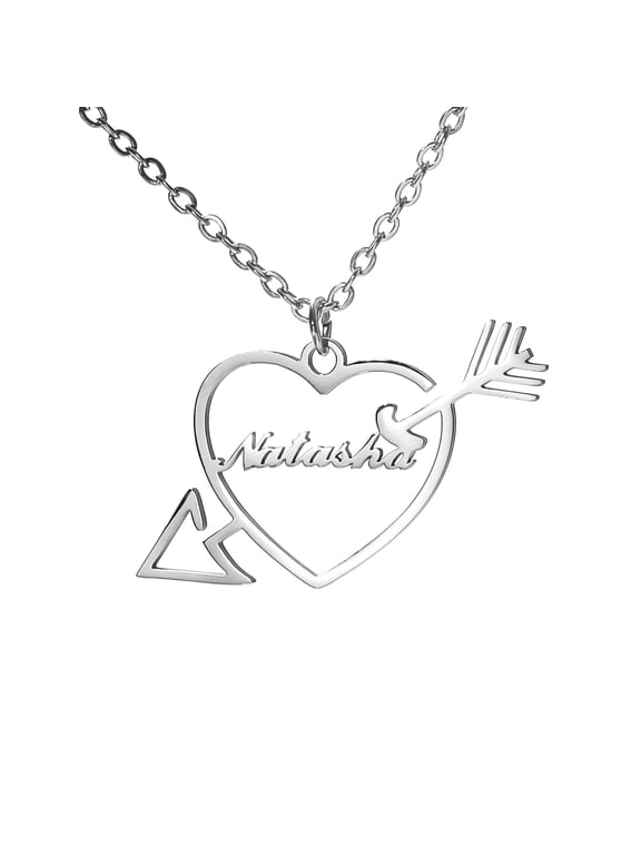 Custom Name Love Heart Pendant Personalized Name Heart Necklace for Women Valentine's Day Gift Gold/Silver/Rose Gold