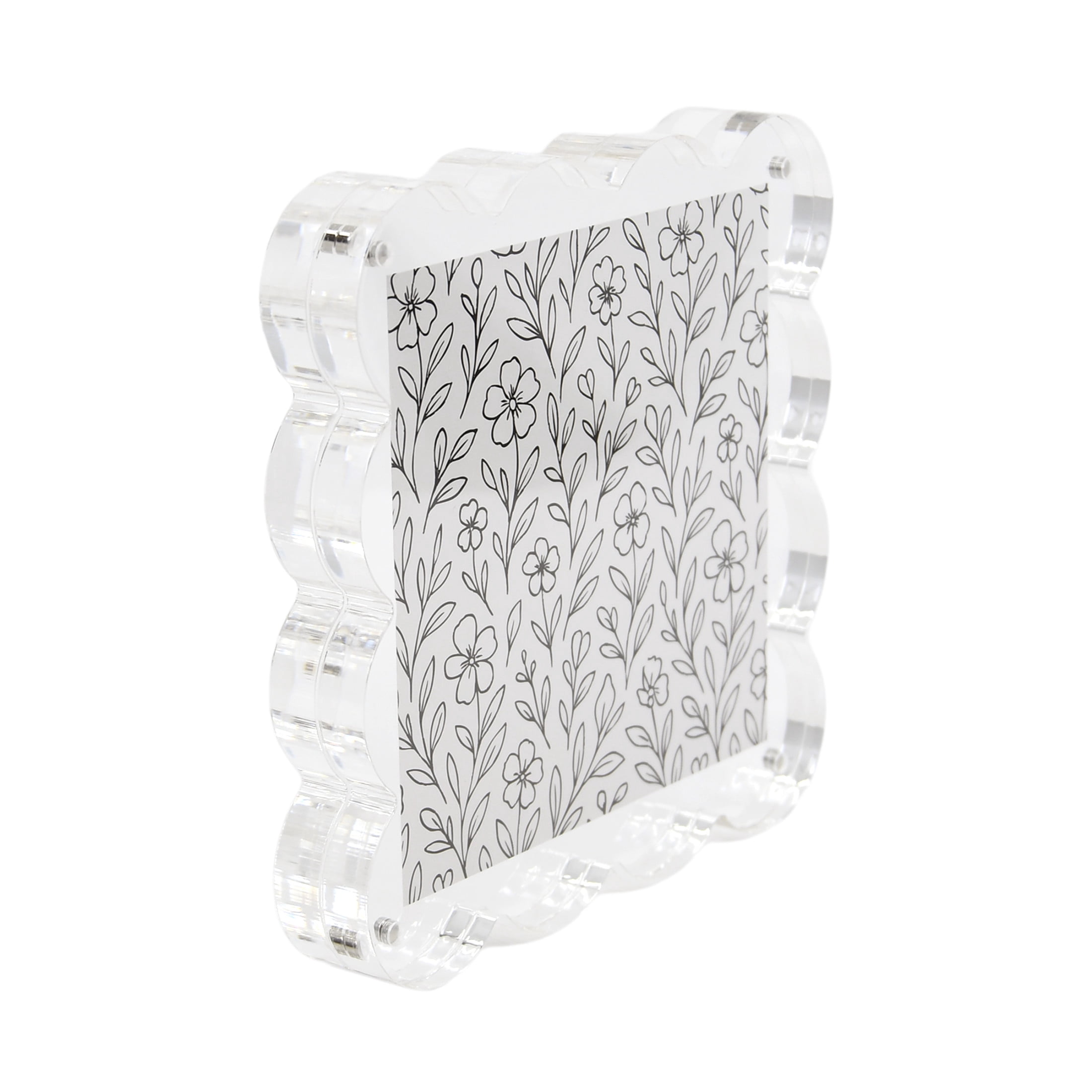 Snap Acrylic Scallop Block Frame for 4x4 Photos, Modern Décor