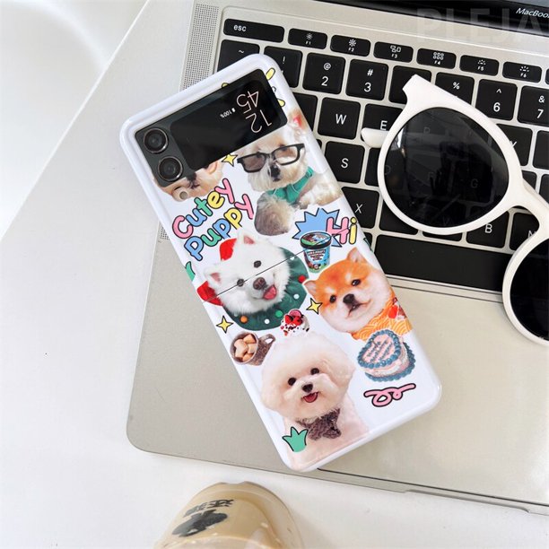 Funda de teléfono para Samsung Galaxy Z Flip 3, 4 y 5G, carcasa rígida de PC de alta calidad con diseño de cachorro, perro y animales QYM unisex