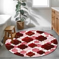 thumbnail image 4 of 3ft Washable Round Rug, Red Moroccan Non-Slip Circle Area Rug for Bedroom Bedside, Abstract Gradient Gold Red Geometric Soft Indoor Floor Mat for Home Decor, 4 of 9