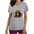 thumbnail image 2 of lcziwo Mardi Gras Scrub Tops for Women 2025 Nursing Uniforms Scrubs with Side Pockets Summer Casual Short Sleeve V Neck Tshirts Gray L Today's Sales of The Day, 2 of 6