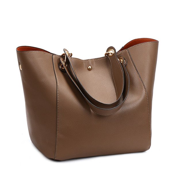 Bolso de mano sencillo y suave para mujer, bolsa de hombro de cuero lichi, de alta calidad, informal, para ir de compras Fivean unisex