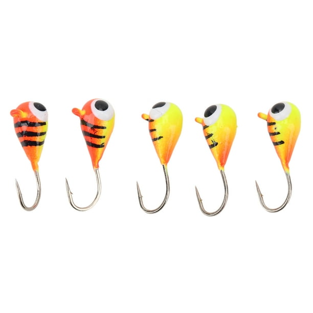 5 Pcs Winter Ice Fishing Jigs Kit for Bass Perch Crappie Micro Ice Fishing  Hooks Lures 4MM