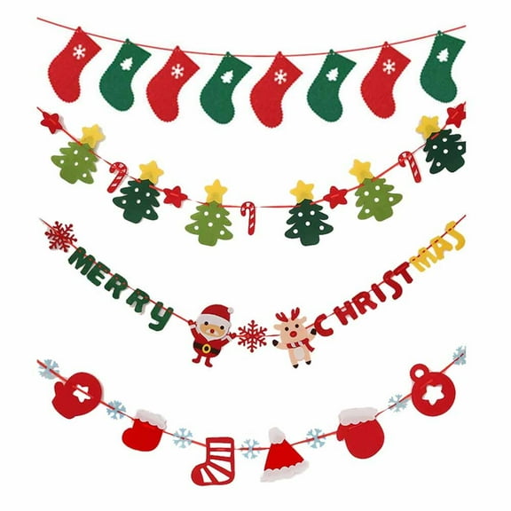 HINTRMENT 1Set Xmas Felt Banner Multi Colored Rectangle Shape For Mantle Decor And Office Decorations