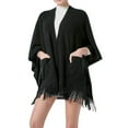 thumbnail image 6 of Women‘s Pocket Poncho Cape, Open-Front Knit Shawl Wrap Scarf, 90x140cm,90*140cm,beige, 6 of 13