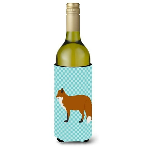 Red Fox Blue Check Wine Bottle Beverge Insulator Hugger